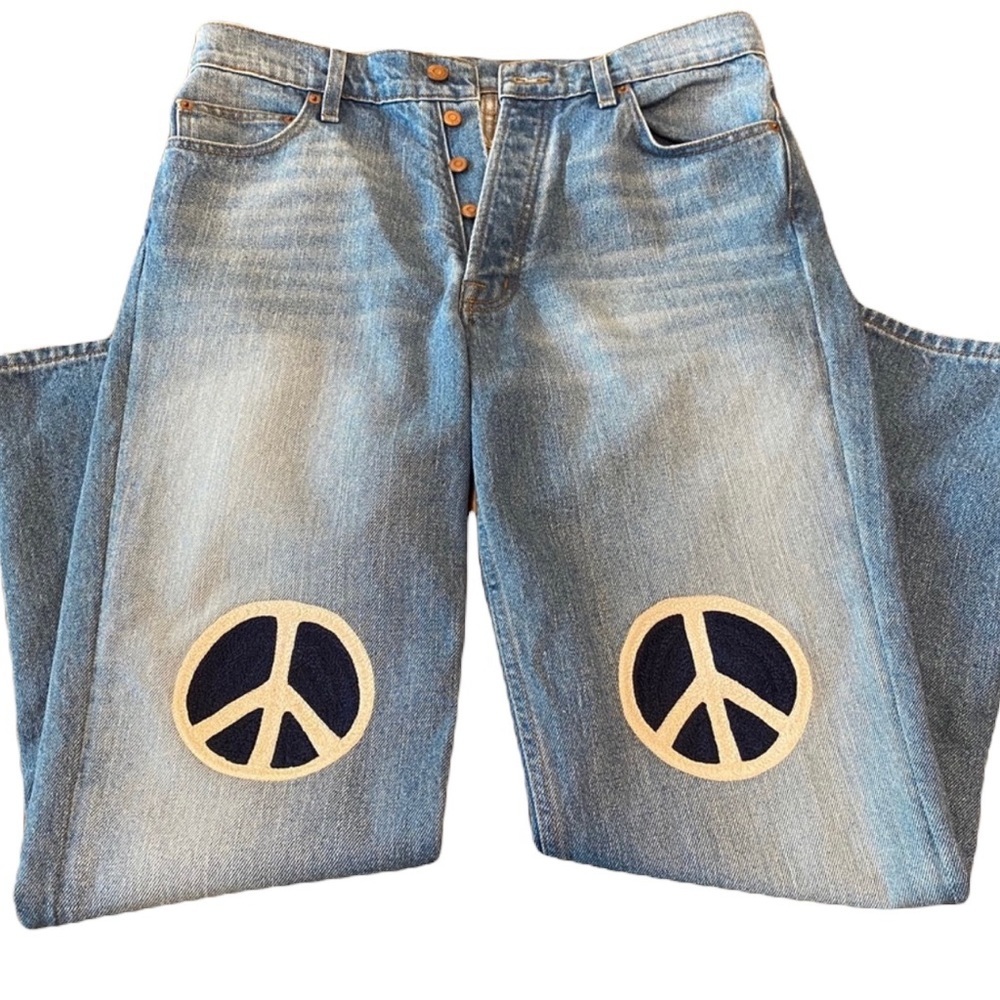 Bliss and Mischief Peace Sign Patch Embroidered Denim Jeans Size 25 NWOT - RARE! - Picture 4 of 12
